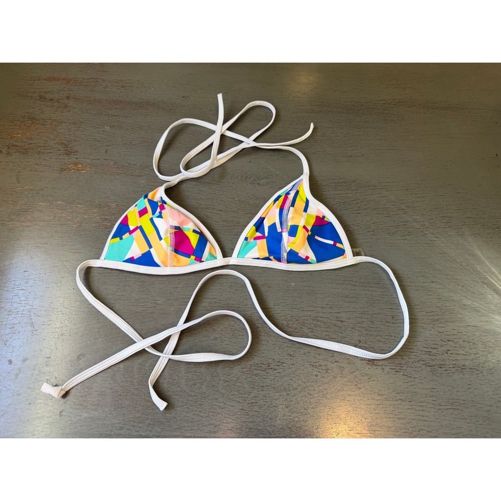 Victorias Secret PINK Triangle Bikini Top Geometric Abstract Multicolor Size M